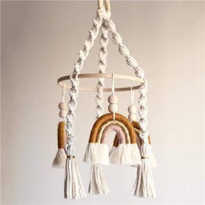 Hanging Macrame Baby Mobile Rainbow Baby Crib Mobile Kids Room Nursery Decor